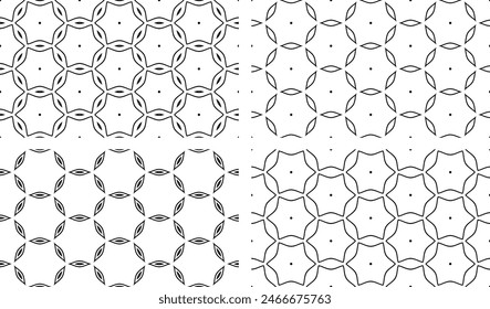Set of Seamless Geometric Pattern.s. Abstract Black and White Textures. Vector Art.