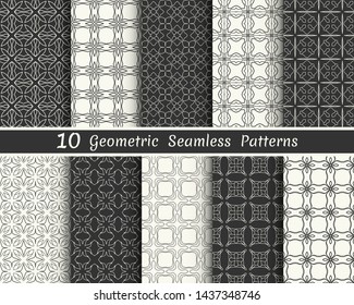 Set Seamless Geometric Patterns Black White: vector de stock (libre de ...