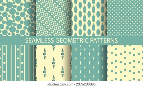 Set of seamless geometric patterns of circles and ovals