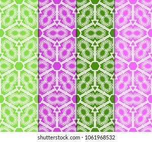 Set of seamless geometric patterns. Color backgrounds collection. Endless repeating linear texture. Vector illustration. For design