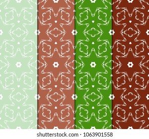 Set of seamless geometric patterns. Color backgrounds collection. Endless repeating linear texture. Vector illustration. For design