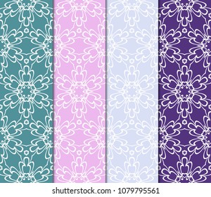 Set of seamless geometric patterns. Color backgrounds collection. Endless repeating linear texture. Vector illustration. For design