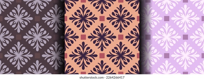 Conjunto de patrones geométricos sin fisuras. Impresión de moda, fondo vectorial, ornamento interminable