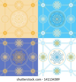 Set of seamless geometric patterns in japanese style