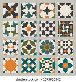 Set of seamless geometric patterns. Mosaic tile. 
Islamic traditional ornament. Vector illustration.