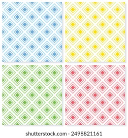 Set of seamless geometric patterns with a rhombuses. Vector