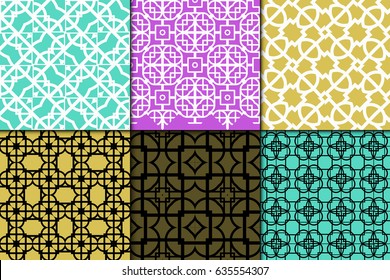 set of seamless geometric patterns. Texture for holiday cards, invitations, design wallpaper, pattern fills, web page, banner, flyer. Vector illustration.