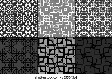 set of seamless geometric patterns. Texture for holiday cards, invitations, design wallpaper, pattern fills, web page, banner, flyer. Vector illustration.