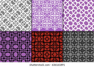 set of seamless geometric patterns. Texture for holiday cards, invitations, design wallpaper, pattern fills, web page, banner, flyer. Vector illustration.