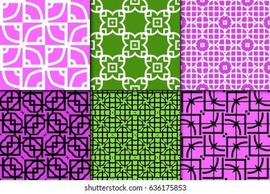 set of seamless geometric patterns. Texture for holiday cards, invitations, design wallpaper, pattern fills, web page, banner, flyer. Vector illustration.