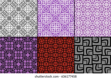 set of seamless geometric patterns. Texture for holiday cards, invitations, design wallpaper, pattern fills, web page, banner, flyer. Vector illustration.