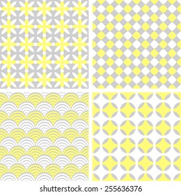 Set of seamless geometric patterns, vector illustration