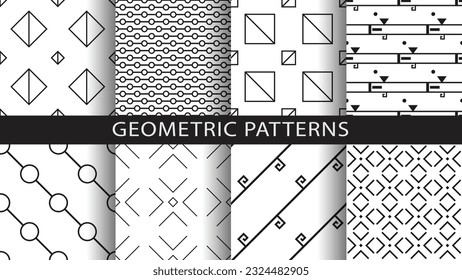 A set of seamless  geometric patterns.Vector illustration