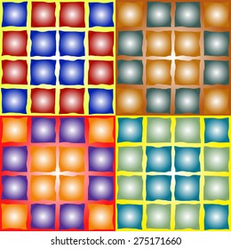 Set of seamless geometric symmetrical patterns with balls