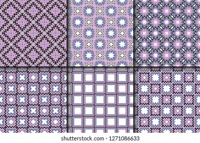 Set of Seamless geometric vector pattern. Design paper for scrapbook.
