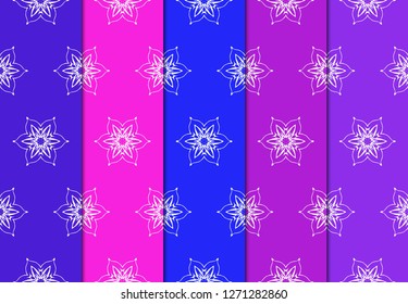 Set of Seamless Geometrical Linear Texture. Backdrop. Vector Illustration. For Design, Wallpaper, Fashion, Print. Blue, red, purple color.