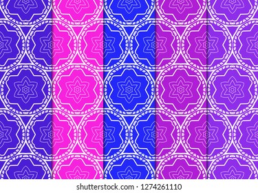 Set of Seamless Geometrical Linear Texture. Backdrop. Vector Illustration. For Design, Wallpaper, Fashion, Print. Blue, red, purple color.