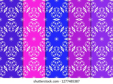 Set of Seamless Geometrical Linear Texture. Backdrop. Vector Illustration. For Design, Wallpaper, Fashion, Print. Blue, red, purple color.