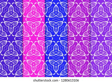 Set of Seamless Geometrical Linear Texture. Backdrop. Vector Illustration. For Design, Wallpaper, Fashion, Print. Blue, red, purple color.