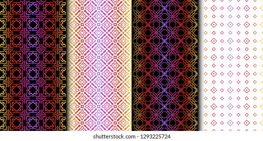 Set of Seamless Geometrical Linear Texture. Original Geometrical Puzzle. Backdrop. Vector illustration