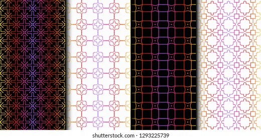 Set of Seamless Geometrical Linear Texture. Original Geometrical Puzzle. Backdrop. Vector illustration