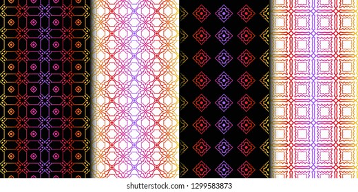 Set of Seamless Geometrical Linear Texture. Original Geometrical Puzzle. Backdrop. Vector illustration