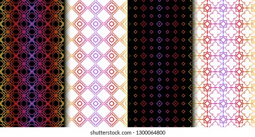 Set of Seamless Geometrical Linear Texture. Original Geometrical Puzzle. Backdrop. Vector illustration