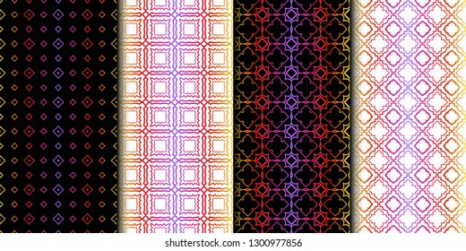 Set of Seamless Geometrical Linear Texture. Original Geometrical Puzzle. Backdrop. Vector illustration