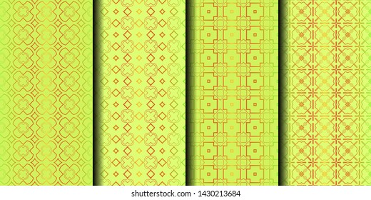 Set of Seamless Geometrical Linear Texture. Original Geometrical Puzzle. Backdrop. Vector Illustration. For Design, Wallpaper, Fashion, Print