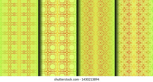 Set of Seamless Geometrical Linear Texture. Original Geometrical Puzzle. Backdrop. Vector Illustration. For Design, Wallpaper, Fashion, Print