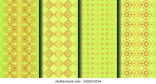 Set of Seamless Geometrical Linear Texture. Original Geometrical Puzzle. Backdrop. Vector Illustration. For Design, Wallpaper, Fashion, Print