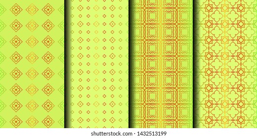 Set of Seamless Geometrical Linear Texture. Original Geometrical Puzzle. Backdrop. Vector Illustration. For Design, Wallpaper, Fashion, Print