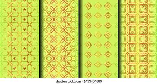 Set of Seamless Geometrical Linear Texture. Original Geometrical Puzzle. Backdrop. Vector Illustration. For Design, Wallpaper, Fashion, Print
