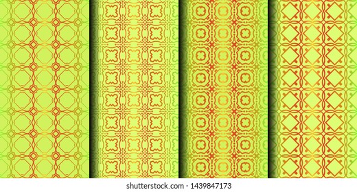 Set of Seamless Geometrical Linear Texture. Original Geometrical Puzzle. Backdrop. Vector Illustration. For Design, Wallpaper, Fashion, Print