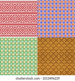 Set of seamless geometrical patterns. For fabrics and wallpaper. 