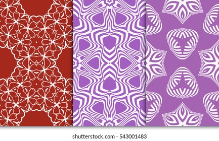 set of seamless geometry flower pattern. Arabesque. vector illustration. for design invitation, background, wallpaper, interior
