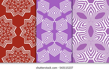 set of seamless geometry flower pattern. Arabesque. vector illustration. for design invitation, background, wallpaper, interior