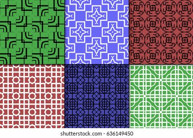 set of seamless geometry pattern. vector illustration. texture for design wallpaper, pattern fills, fabric, wrappingg paper
