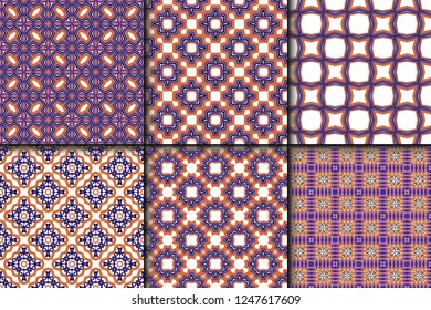 Set of Seamless geomteric patterns. Vector illustration. Hand drawn wrap wallpaper, cover fabric, cloth textile design.