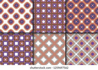 Set of Seamless geomteric patterns. Vector illustration. Hand drawn wrap wallpaper, cover fabric, cloth textile design.