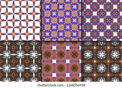 Set of Seamless geomteric patterns. Vector illustration. Hand drawn wrap wallpaper, cover fabric, cloth textile design.