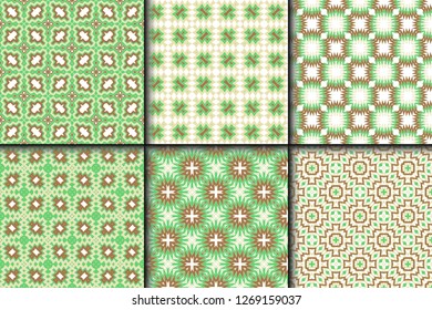 Set of Seamless geomteric patterns. Vector illustration. Hand drawn wrap wallpaper, cover fabric, cloth textile design.