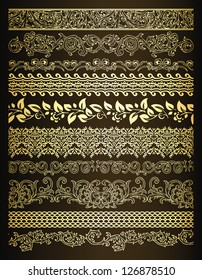 Set of seamless golden lines