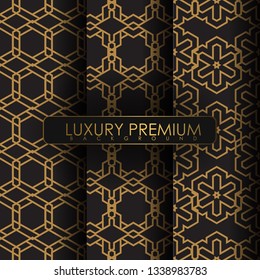 Set of seamless golden vintage on a dark background. heraldic symbol. Vector Illustration.