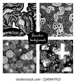 Set of seamless graphic backgrounds. Abstract graphic design simple pattern. Vector illustration