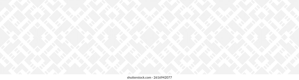 Set of seamless gray ornaments of rhombuses, squares, lines for creating fabric and wallpaper, easy background for Christmas card. Geometric white figures in fashionable retro style