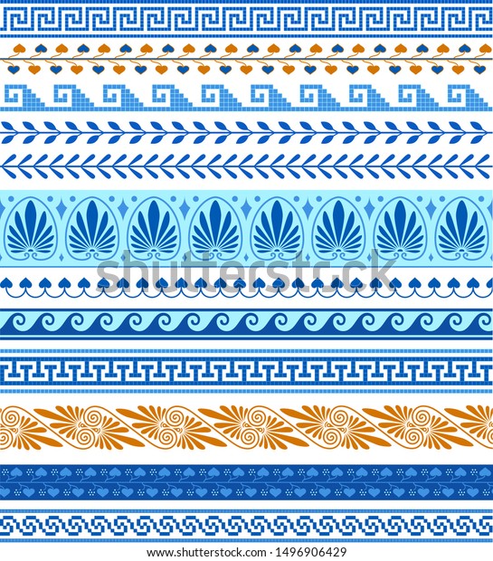 Set Seamless Greek Traditional Patterns Isolated Stock Vector (Royalty ...