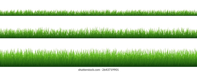 Set of Seamless Green Grass Borders