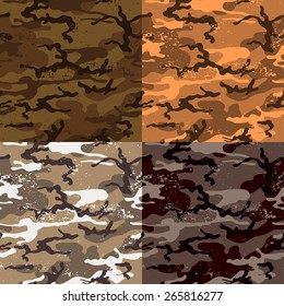 Set of seamless grunge camouflage pattern. Camouflage background vector. Dessert camouflage background.