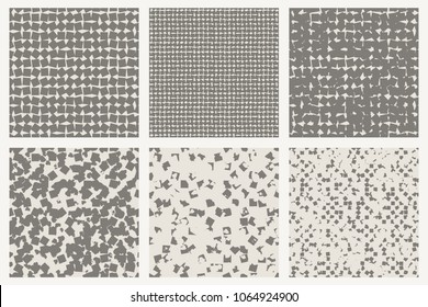 Set of seamless grunge patterns. Geometrical backgrounds.